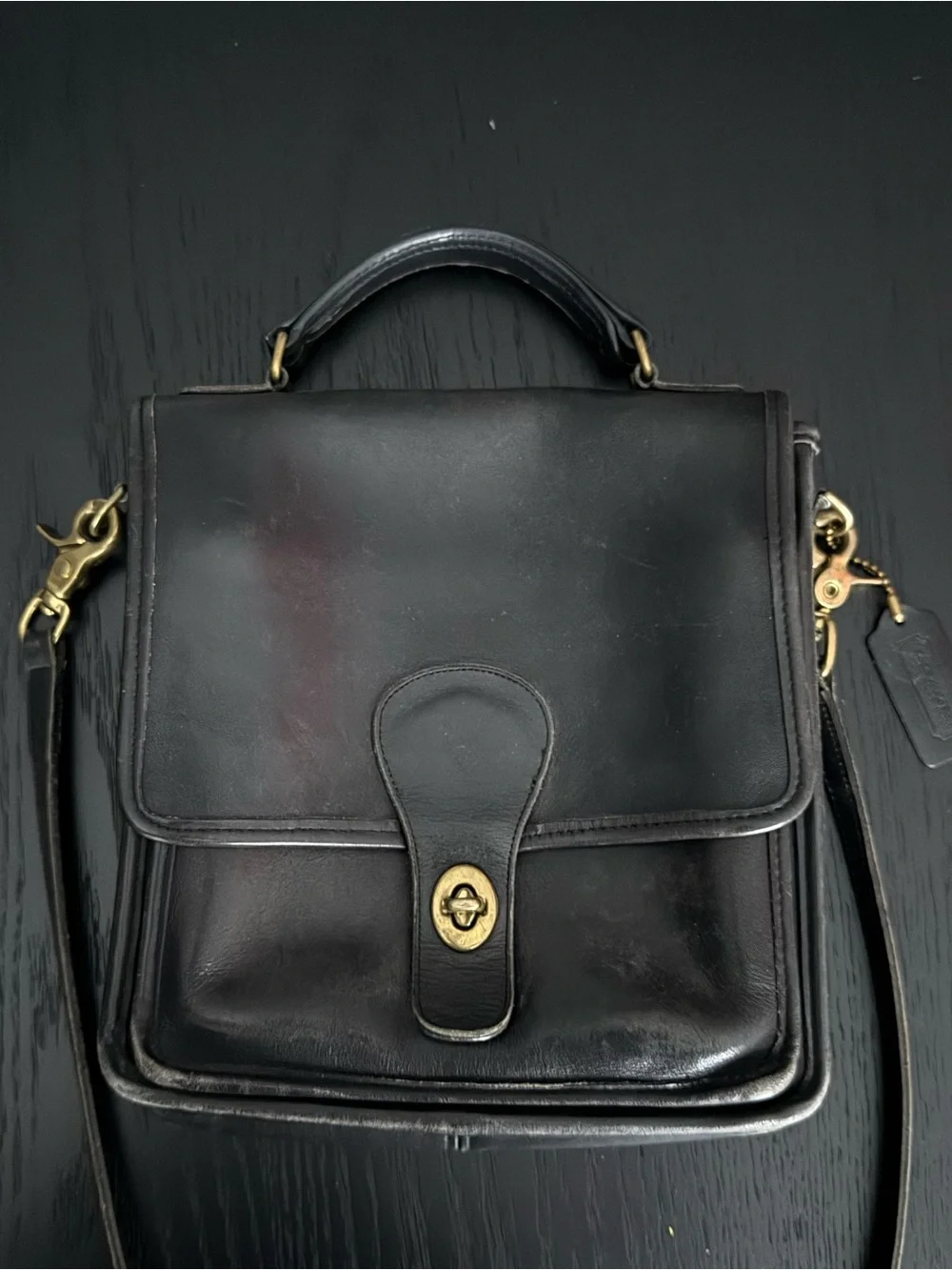 Vintage Coach Black Station Bag - Picture 2 of 11